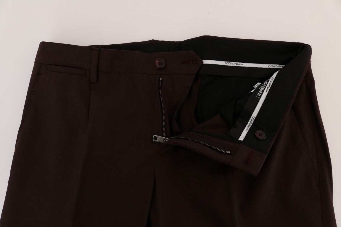 Pantalons formels en laine extensible violette de Dolce & Gabbana, coupe élégante et tissu doux, pour homme.