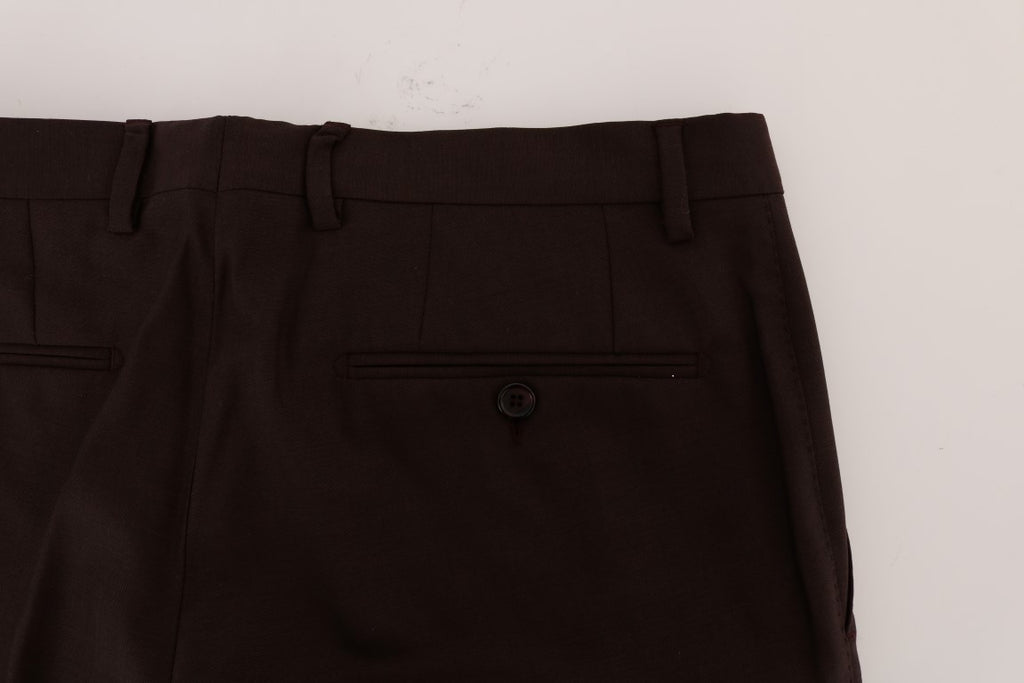 Pantalon formel en laine stretch violet de Dolce & Gabbana, coupe élégante et moderne pour homme.