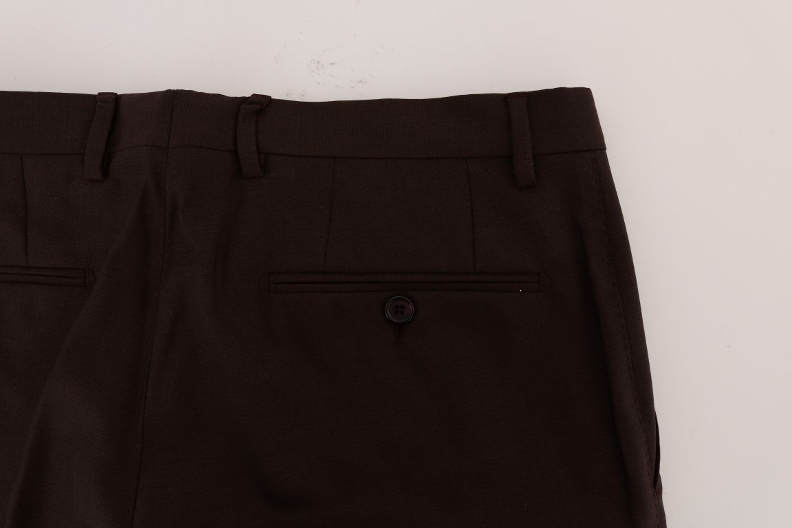 Pantalon formel en laine stretch violet de Dolce & Gabbana, coupe élégante et moderne pour homme.