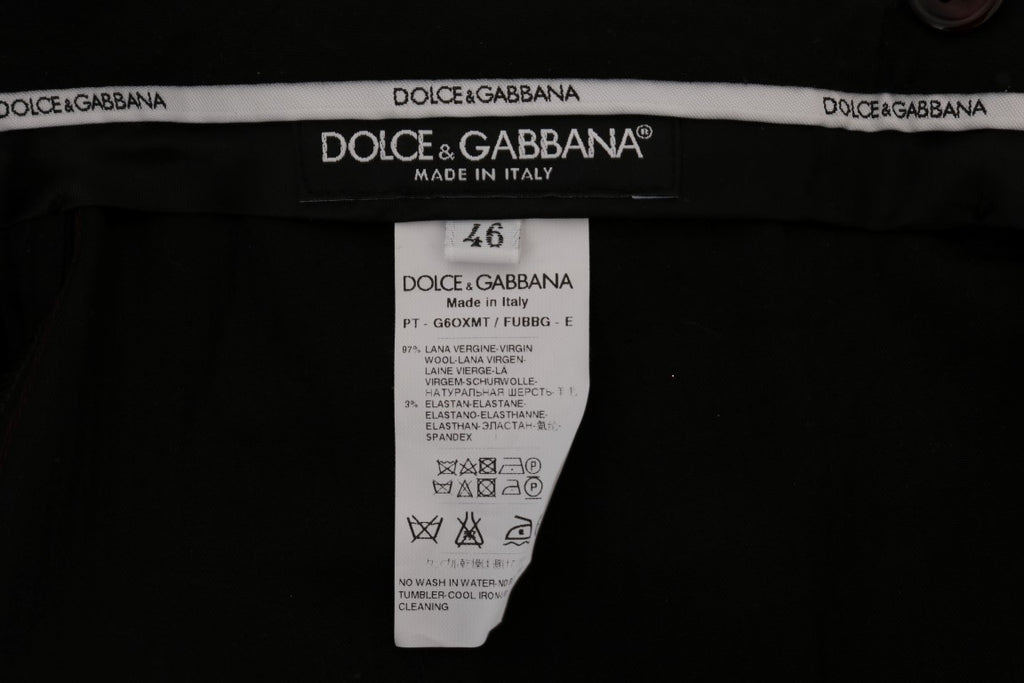 Pantalon formel en laine stretch violette de Dolce & Gabbana, coupe élégante et moderne, visible en gros plan.