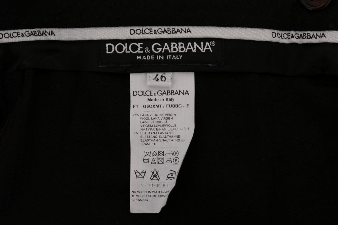 Pantalon formel en laine stretch violette de Dolce & Gabbana, coupe élégante et moderne, visible en gros plan.