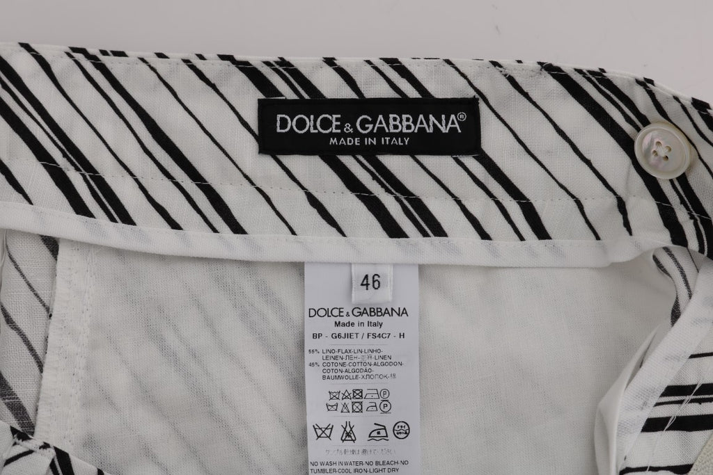 Shorts décontractés Dolce & Gabbana à rayures blanches et noires, style casual, en coton léger.