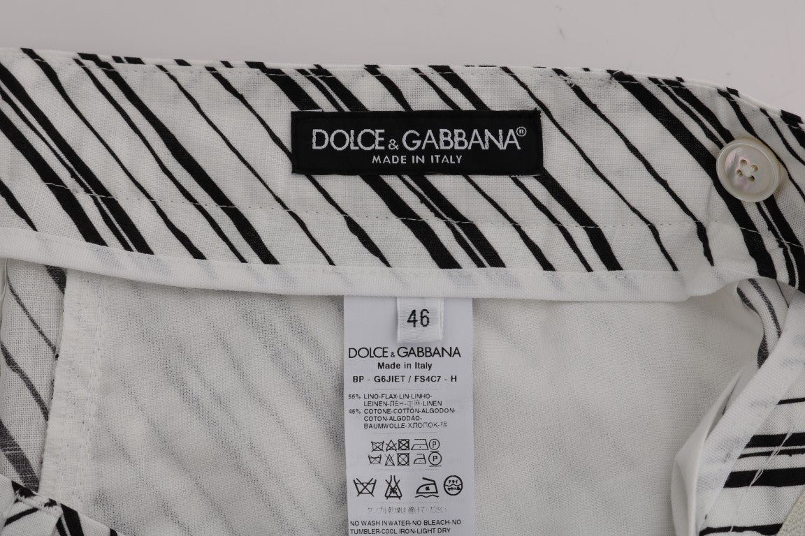 Shorts décontractés Dolce & Gabbana à rayures blanches et noires, style casual, en coton léger.