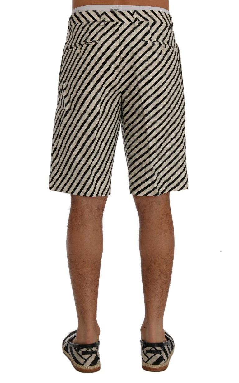 Shorts décontractés en chanvre blanc et noir de Dolce & Gabbana, style à rayures, pour homme ou femme.