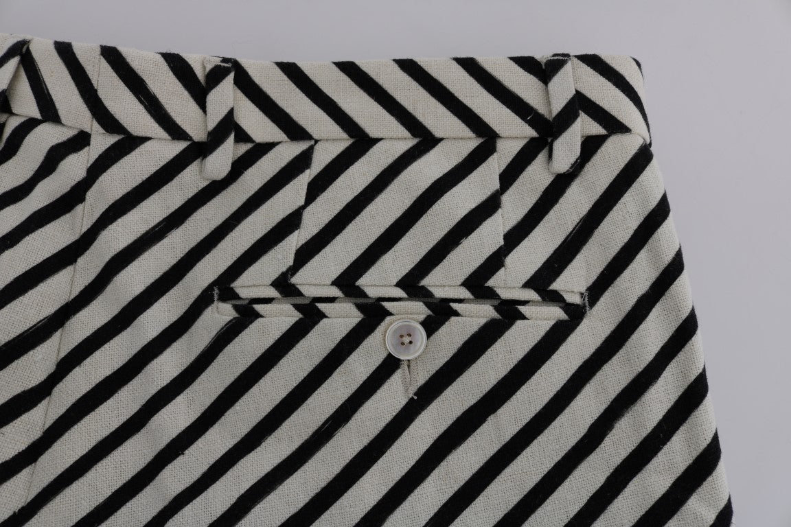 Shorts décontractés en chanvre blanc et noir Dolce & Gabbana, style à rayures, pour homme.