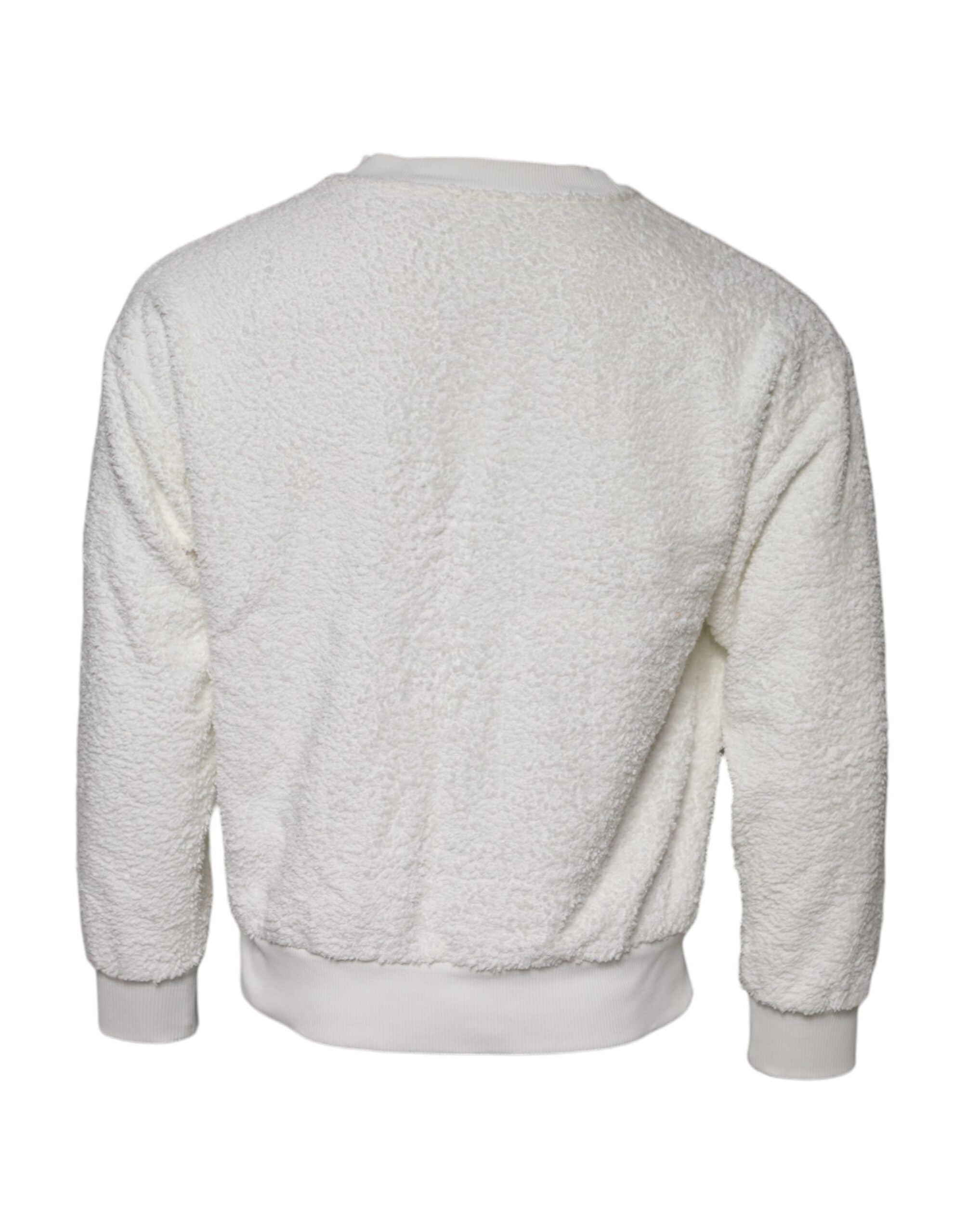 Pull en coton blanc Dolce & Gabbana à col rond, doux et confortable, idéal pour un style décontracté.