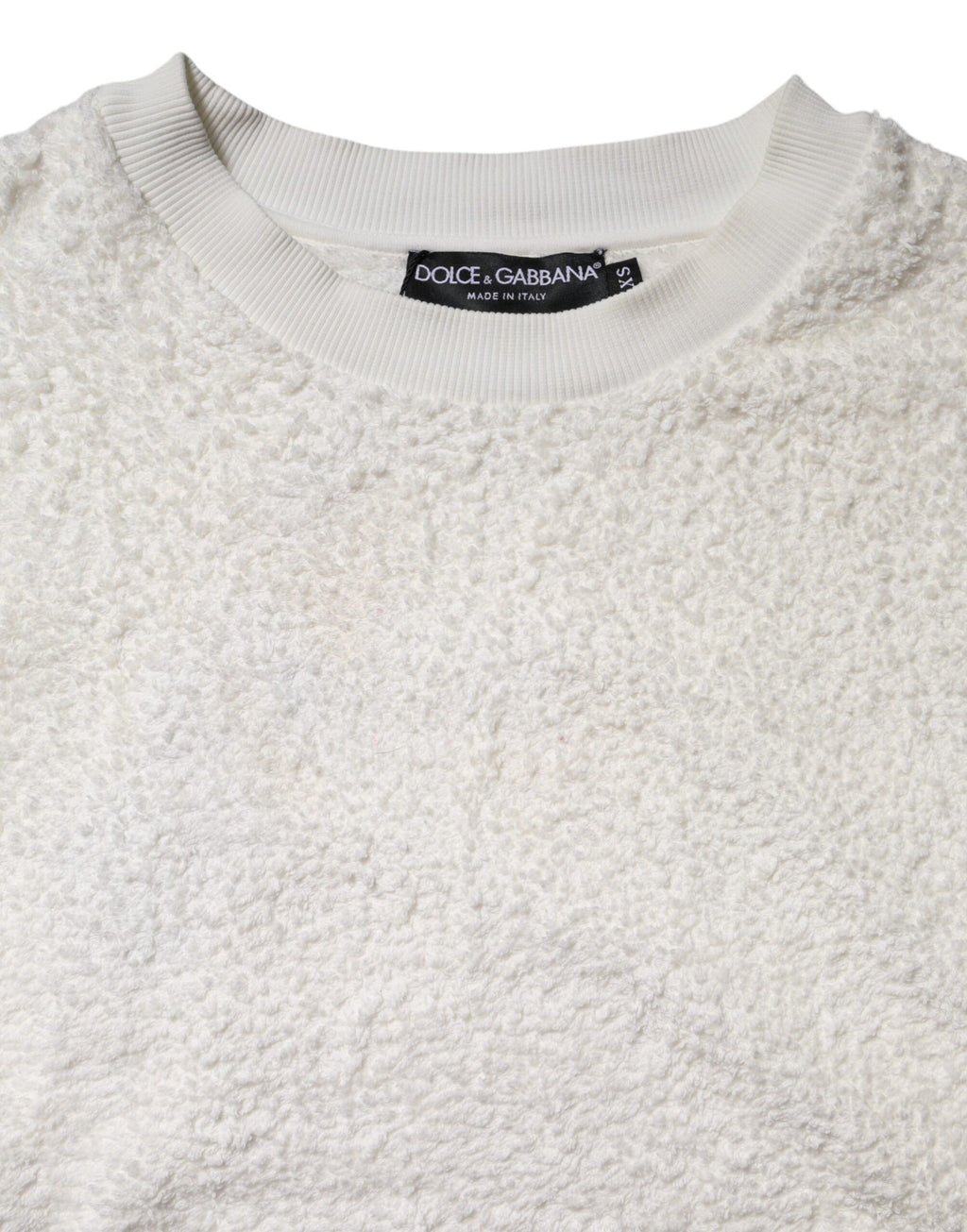 Pull à col rond en coton blanc Dolce & Gabbana, sweat-shirt confortable avec logo brodé sur le devant.