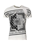 T-shirt blanc en coton Dolce & Gabbana avec logo et motif bandana, style décontracté et tendance.