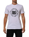 T-shirt blanc en coton Dolce & Gabbana avec logo imprimé, col rond et design élégant visible sur l'image.