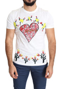 T-shirt blanc pour homme Dolce & Gabbana avec impression Saint Valentine en coton, style élégant et décontracté.