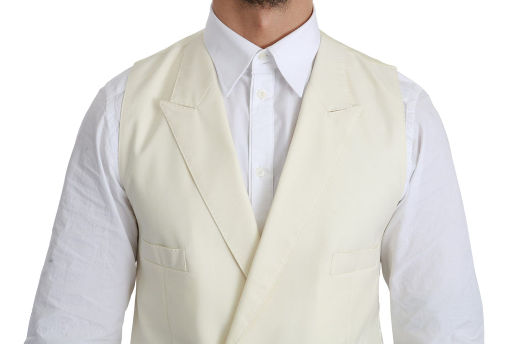 Gilet blanc en laine formel de Dolce & Gabbana, veste sans manches élégante pour homme ou femme.