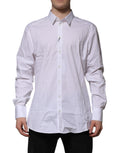 Chemise blanche en coton Dolce & Gabbana à manches longues, élégante et formelle avec détails en or.