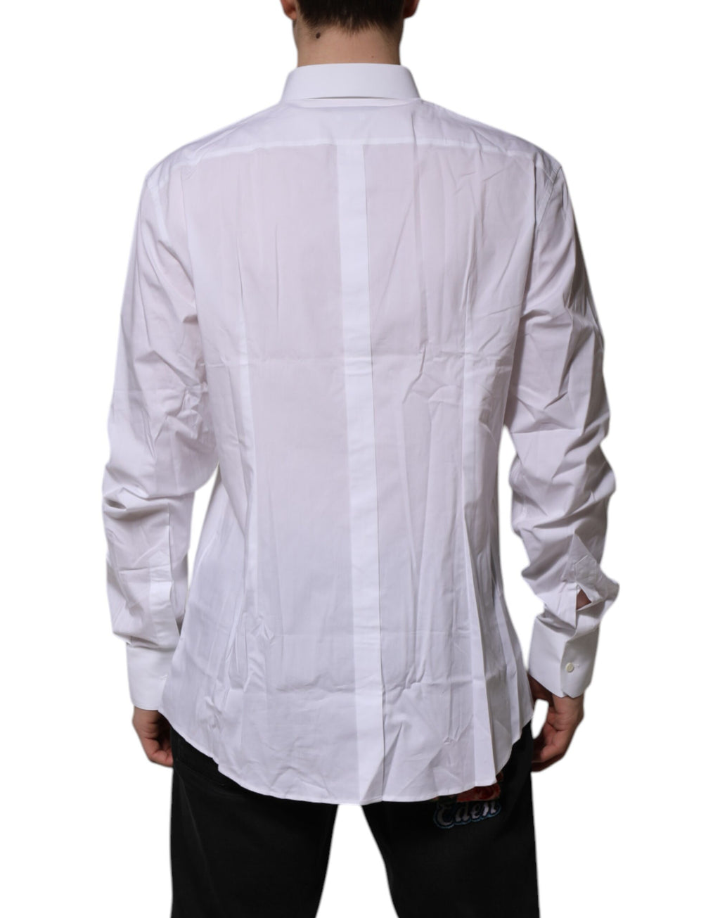 Chemise blanche en coton à manches longues Dolce & Gabbana, vêtement formel élégant et sophistiqué.