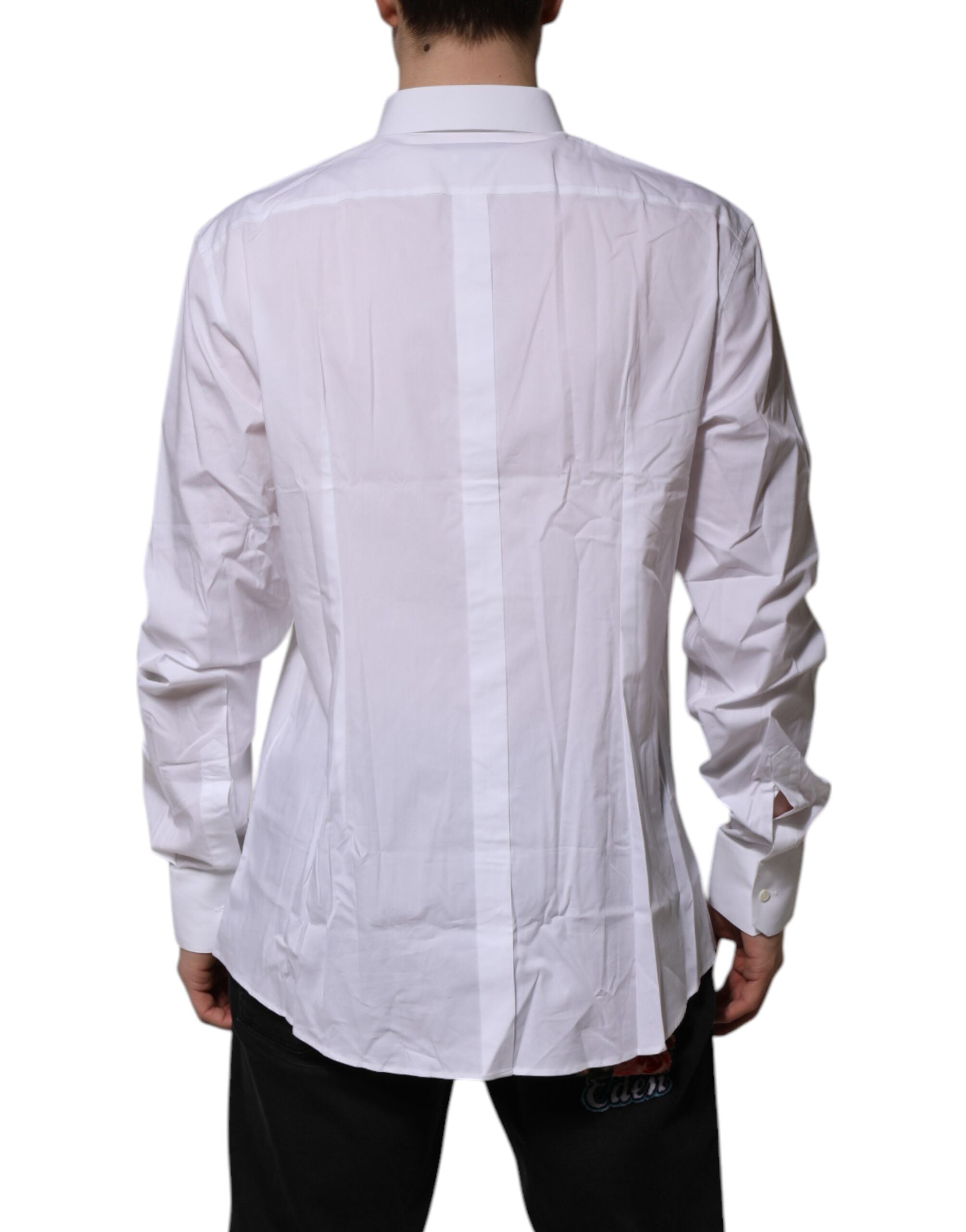 Chemise blanche en coton à manches longues Dolce & Gabbana, vêtement formel élégant et sophistiqué.
