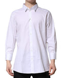Chemise de soirée blanche Dolce & Gabbana à manches longues avec détails dorés pour occasion formelle
