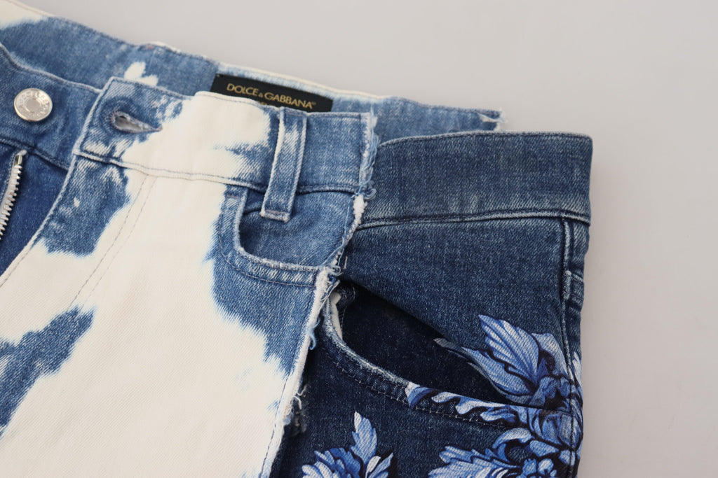 Jeans en denim bleu Dolce & Gabbana Ceasar, coupe ample en coton, vues de face avec détails de couture.