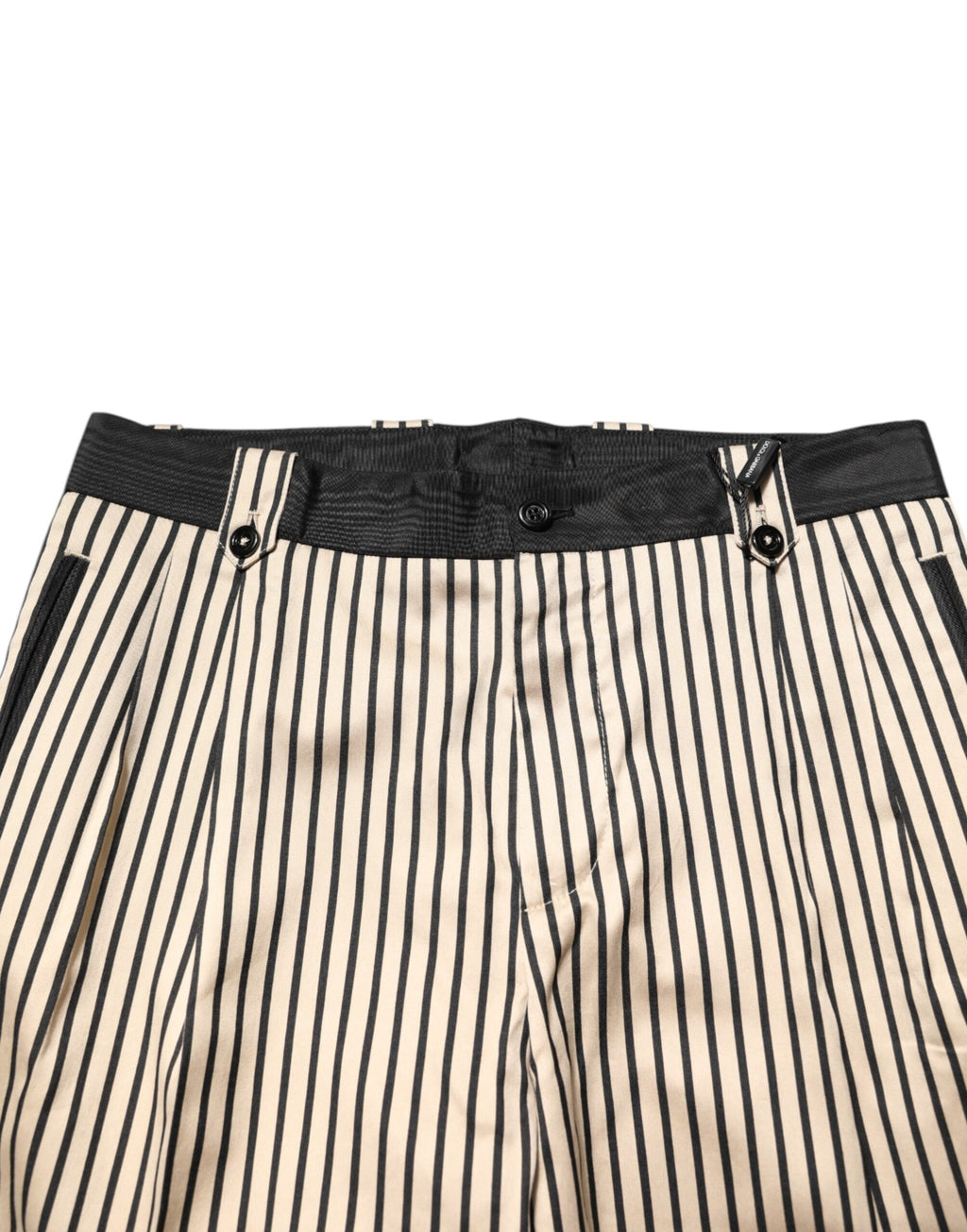 Pantalons slim fit en coton beige et noir à rayures de Dolce & Gabbana, pantalons élégants pour homme