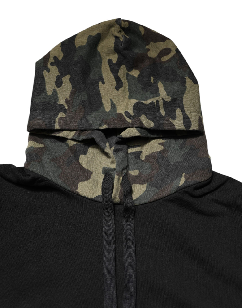 Sweat à capuche noir camouflage Dolce & Gabbana, pull-over décontracté avec capuche et motif camouflage.
