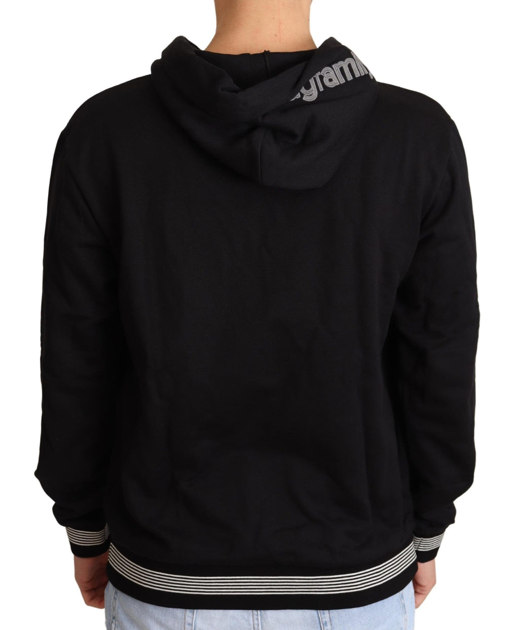 Sweat à capuche noir en coton Dolce & Gabbana avec logo #dgfamily, affichant un design décontracté et élégant.