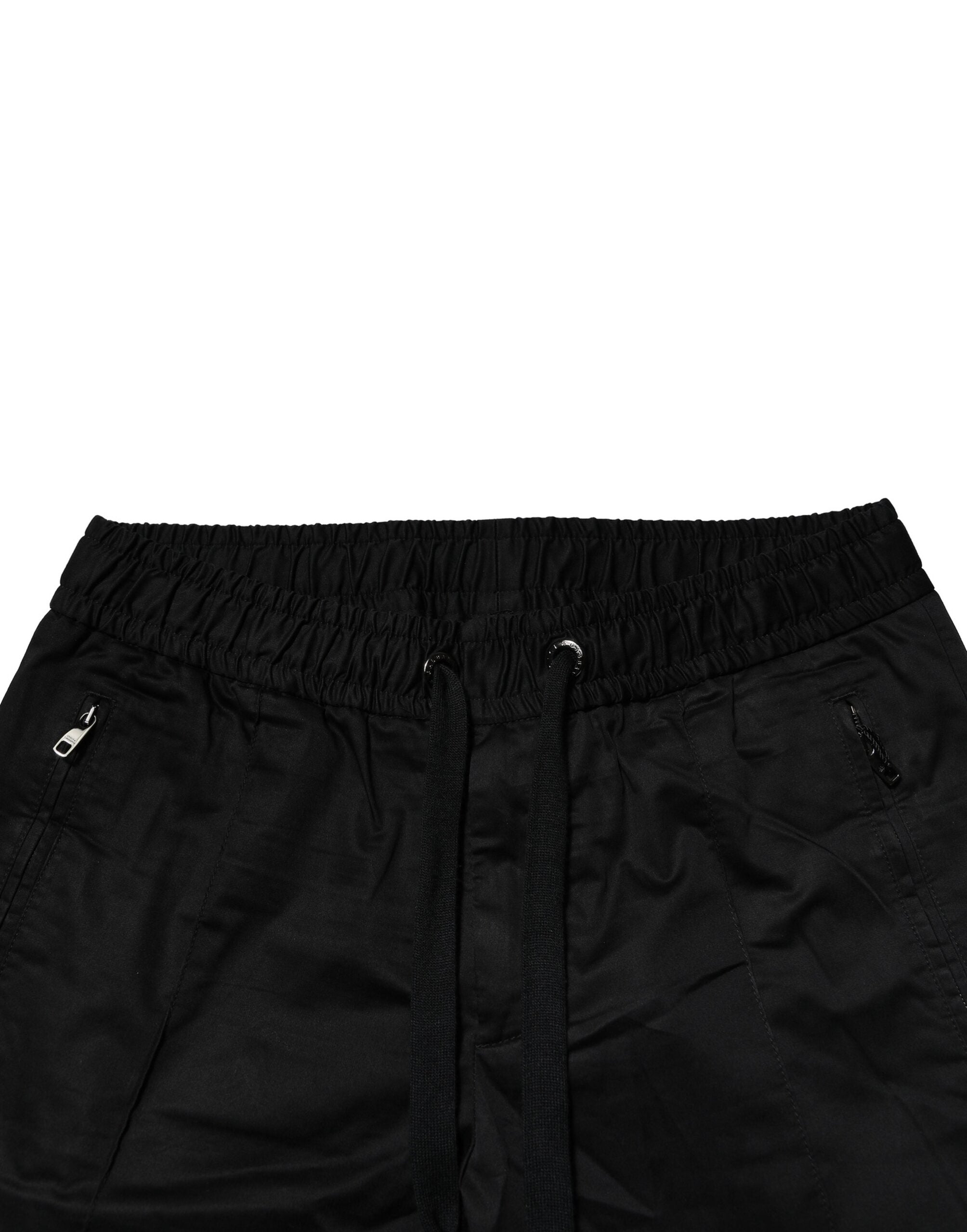 Pantalons joggers noirs en coton à taille moyenne de Dolce & Gabbana, style décontracté et moderne.