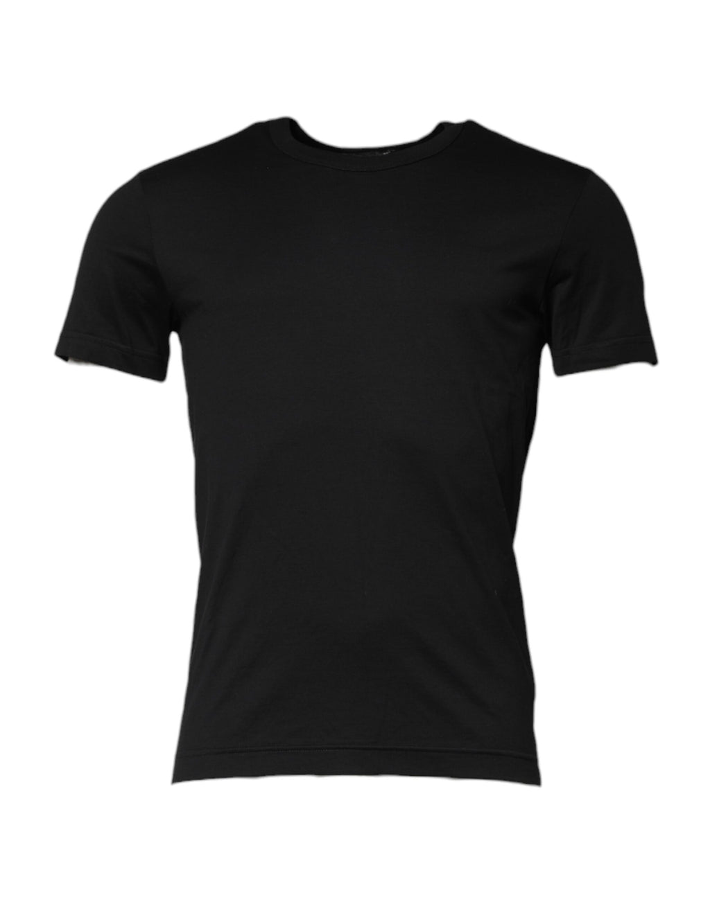 T-shirt noir en coton à manches courtes et col rond de Dolce & Gabbana, tissu doux et style élégant.