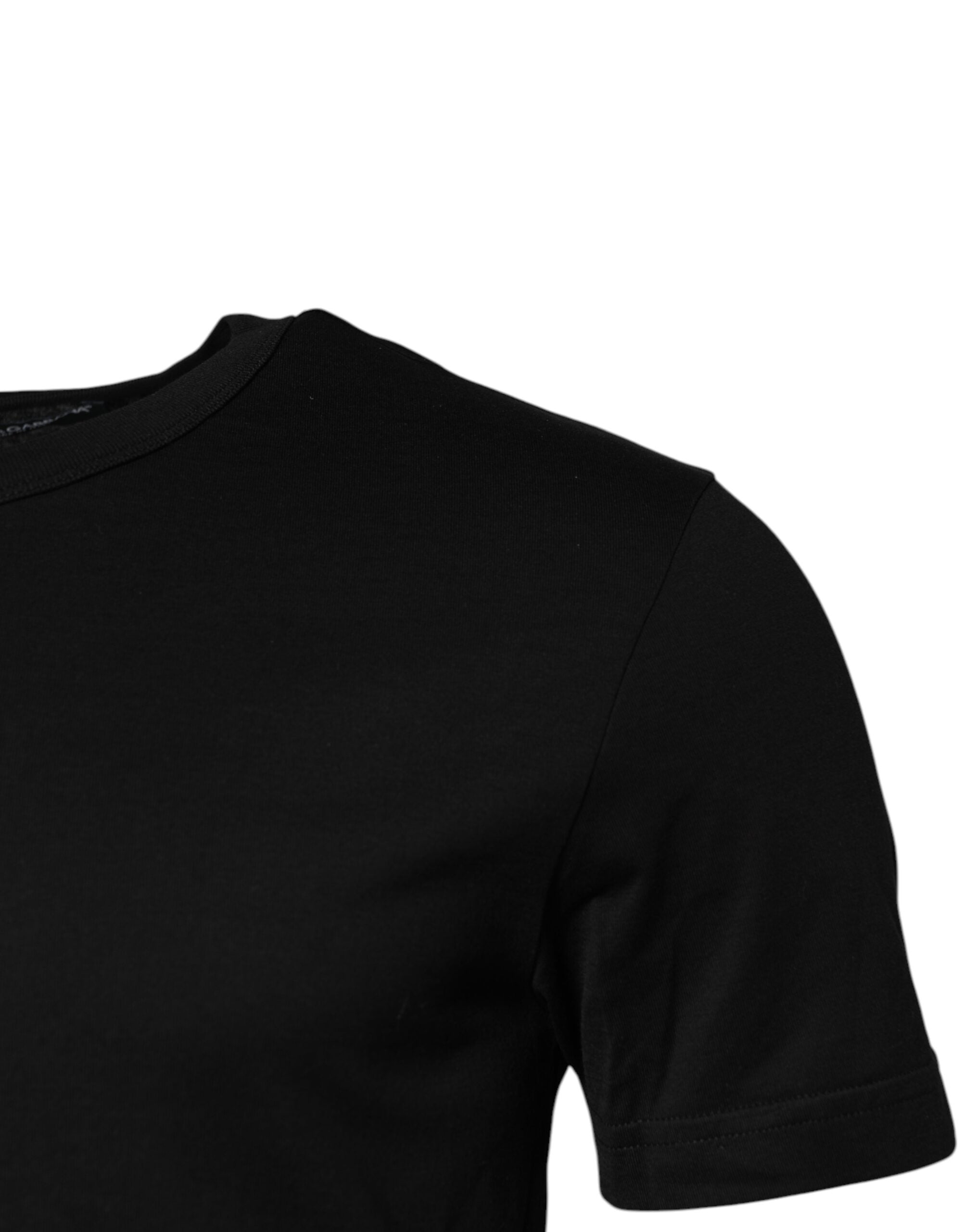 T-shirt Dolce & Gabbana en coton noir à manches courtes et col rond, vue de face.