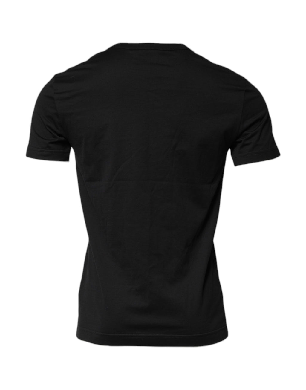 T-shirt Dolce & Gabbana noir en coton à manches courtes et col rond, vue de face.