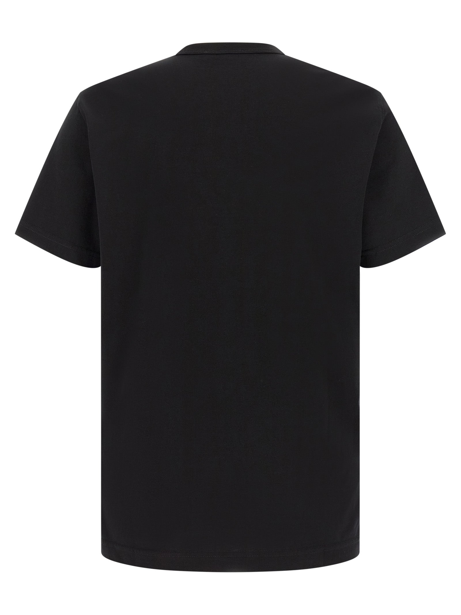 T-shirt noir en coton de Dolce & Gabbana, style décontracté avec logo de la marque visible, porté sur un mannequin.