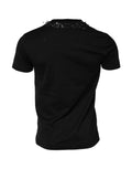 T-shirt noir Dolce & Gabbana à manches courtes avec logo orné, style élégant et moderne, vue de face.