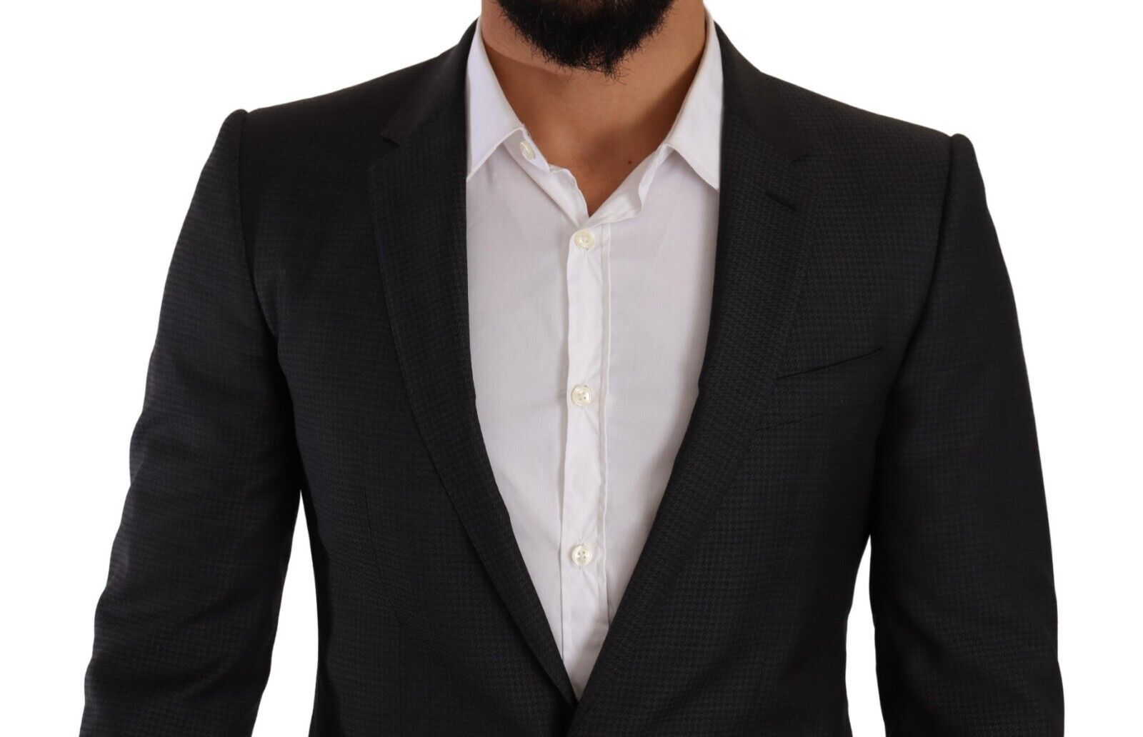 Costume homme Dolce & Gabbana noir, costume deux pièces à double boutonnage Martini, élégant et moderne.