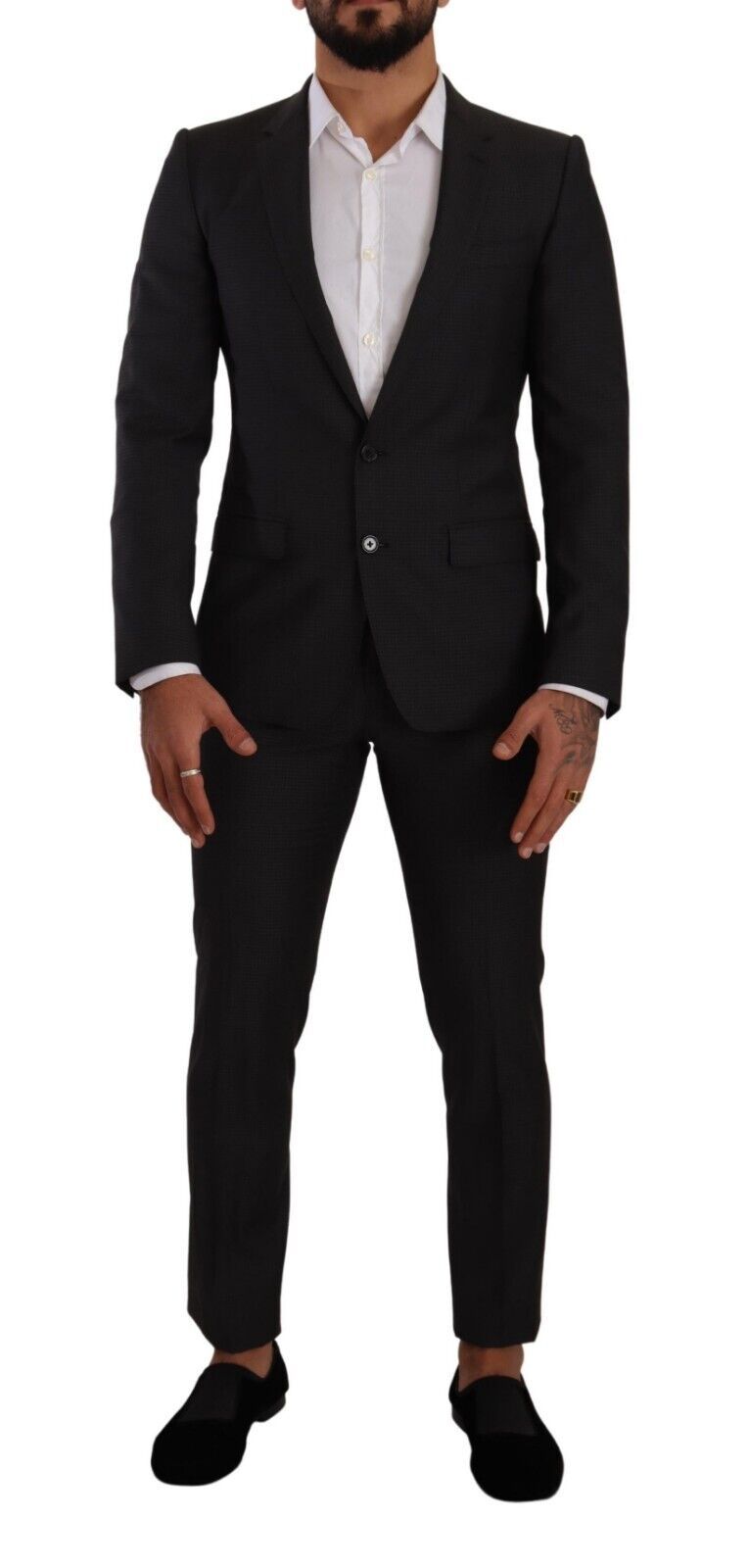 Costume deux pièces noir Dolce & Gabbana MARTINI, à double boutonnage, costume élégant pour homme.