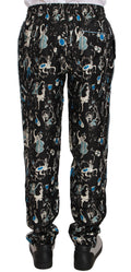Pantalons de pyjama noirs Dolce & Gabbana avec motif d'instrument de musique, confortables et élégants pour dormir.