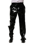 Pantalon homme en nylon noir Dolce & Gabbana, coupe droite, style élégant et moderne, porté en image.