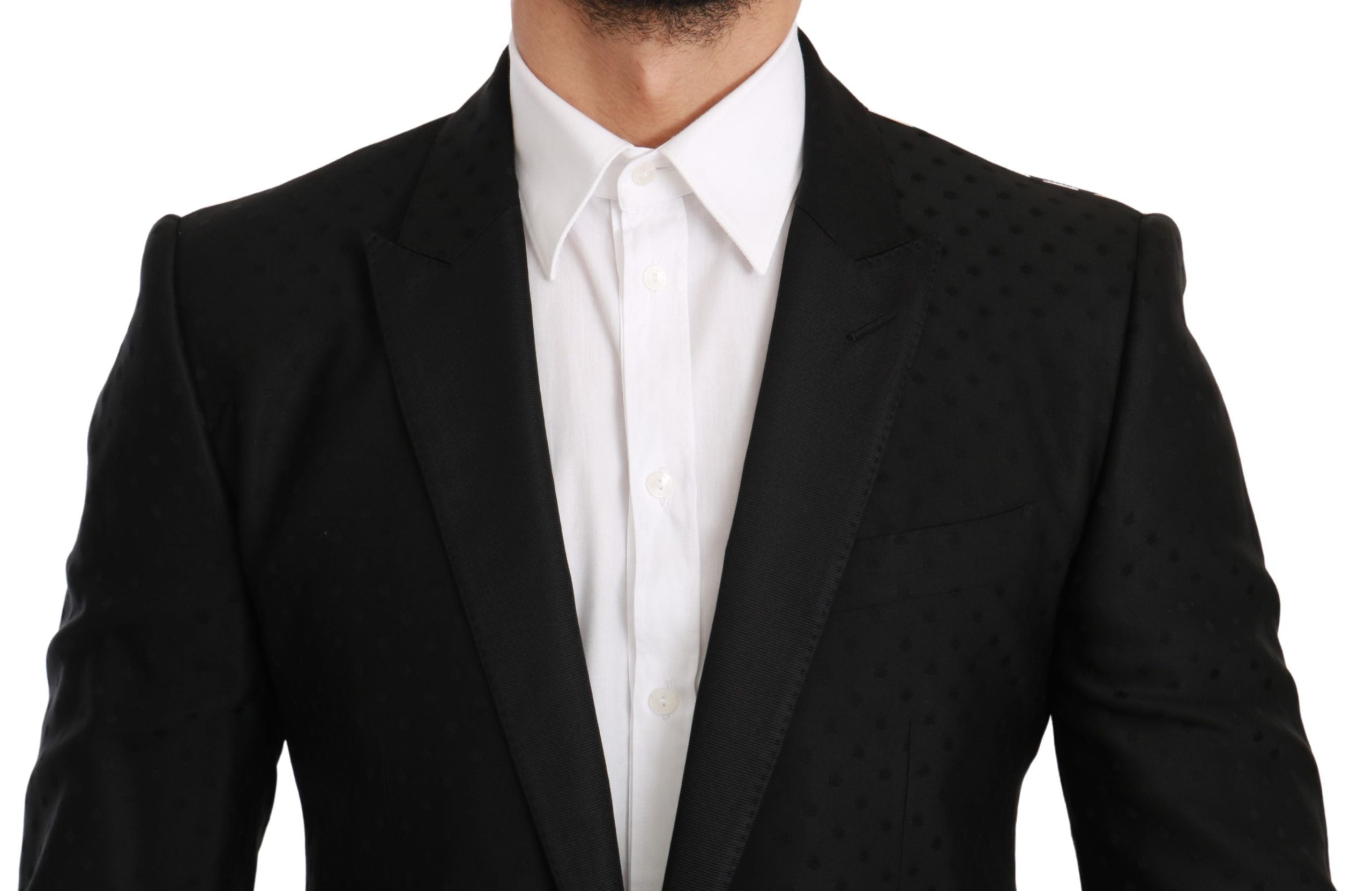 Veste blazer noire Dolce & Gabbana Martini coupe slim, veste élégante pour homme, vue de face.