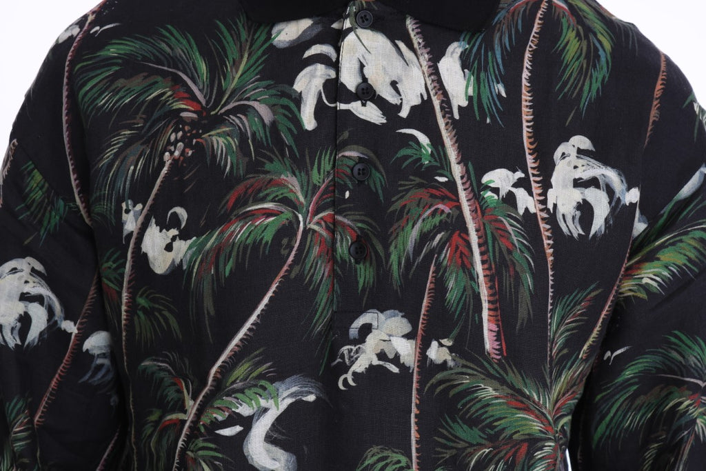 T-shirt Dolce & Gabbana noir Volcano Sicily à manches courtes avec motif graphique visible sur le devant.