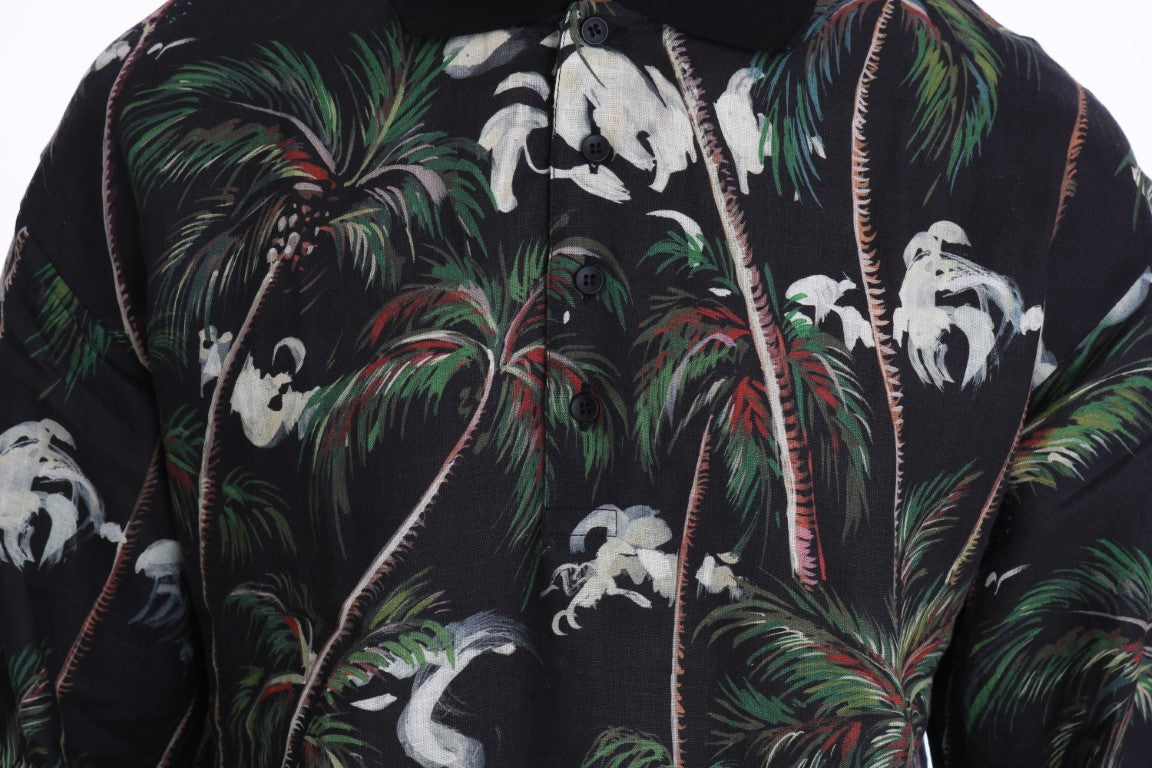 T-shirt Dolce & Gabbana noir Volcano Sicily à manches courtes avec motif graphique visible sur le devant.