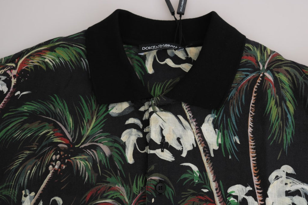 T-shirt Dolce & Gabbana Volcano Sicily à manches courtes noire avec logo graphique, vue de face.