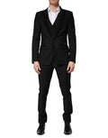Costume trois pièces pour homme Dolce & Gabbana en laine noire, veste à simple boutonnage, pantalon et gilet élégants.