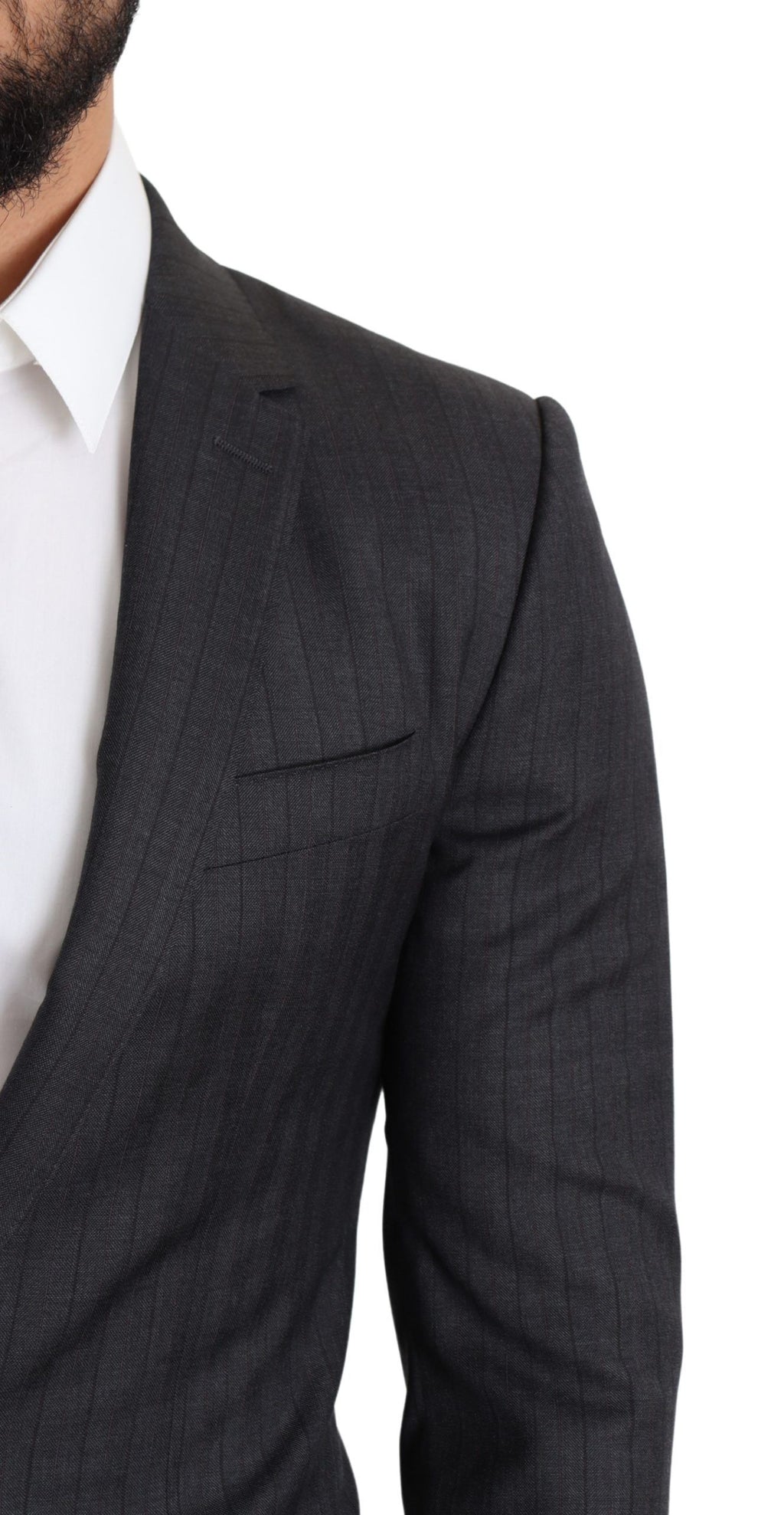 Manteau noir en laine Dolce & Gabbana, blazer à un bouton, coupe classique et élégante, vu de face.