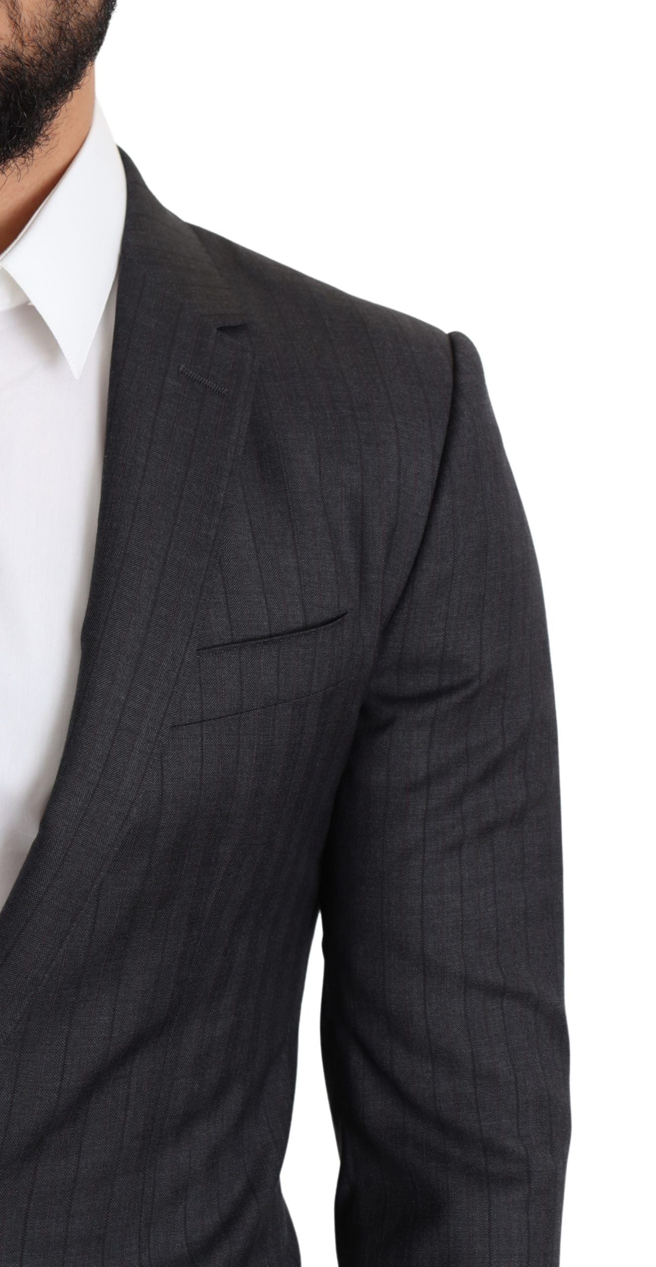 Manteau noir en laine Dolce & Gabbana, blazer à un bouton, coupe classique et élégante, vu de face.