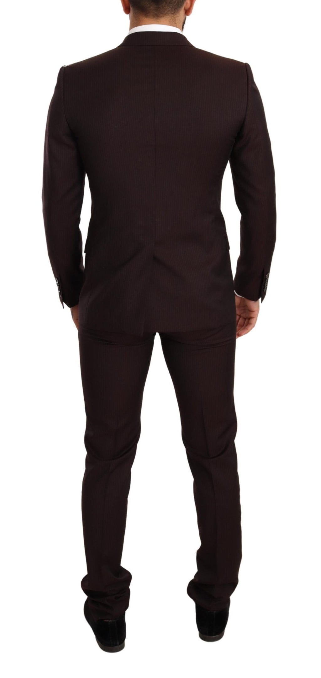Costume slim fit en laine bordeaux Dolce & Gabbana Martini, vue détaillée du costume élégant et moderne.