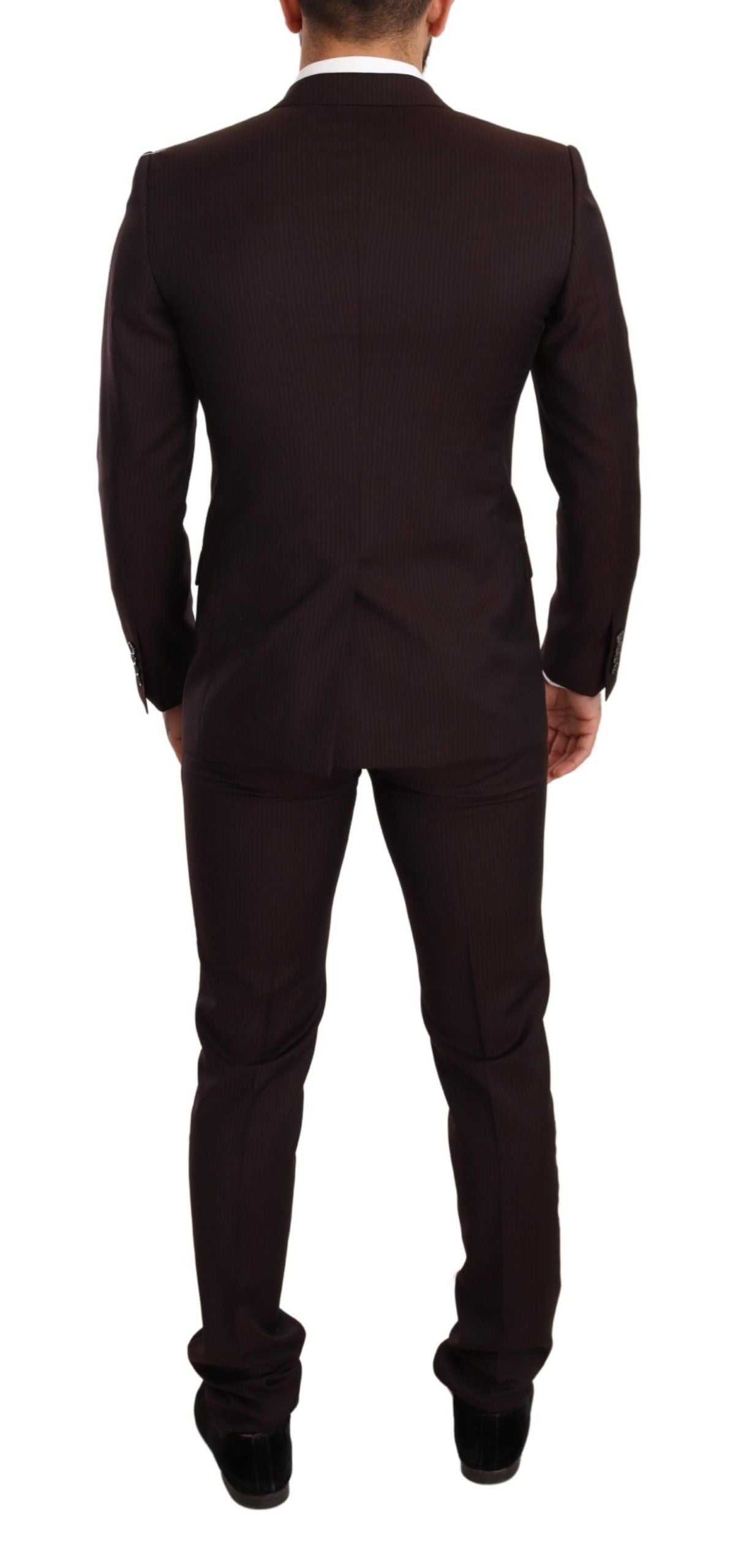 Costume slim fit en laine bordeaux Dolce & Gabbana Martini, vue détaillée du costume élégant et moderne.
