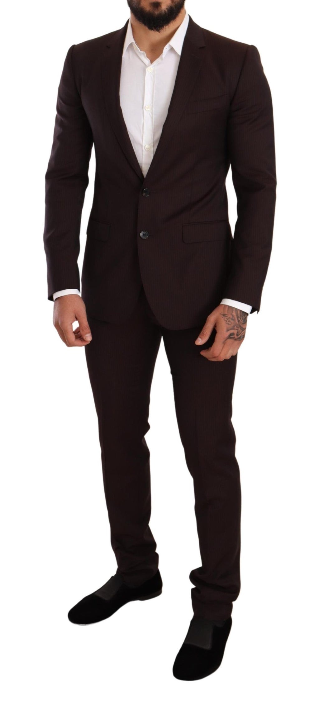 Costume slim fit en laine Bordeaux Dolce & Gabbana Martini, veste et pantalon élégants avec détails sophistiqués.