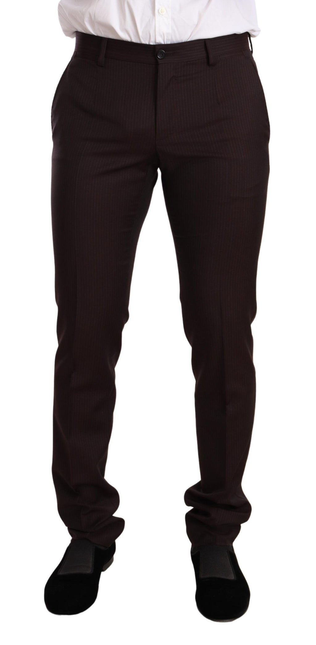 Costume pour homme Dolce & Gabbana en laine bordeaux, coupe slim fit Martini, élégant et sophistiqué.