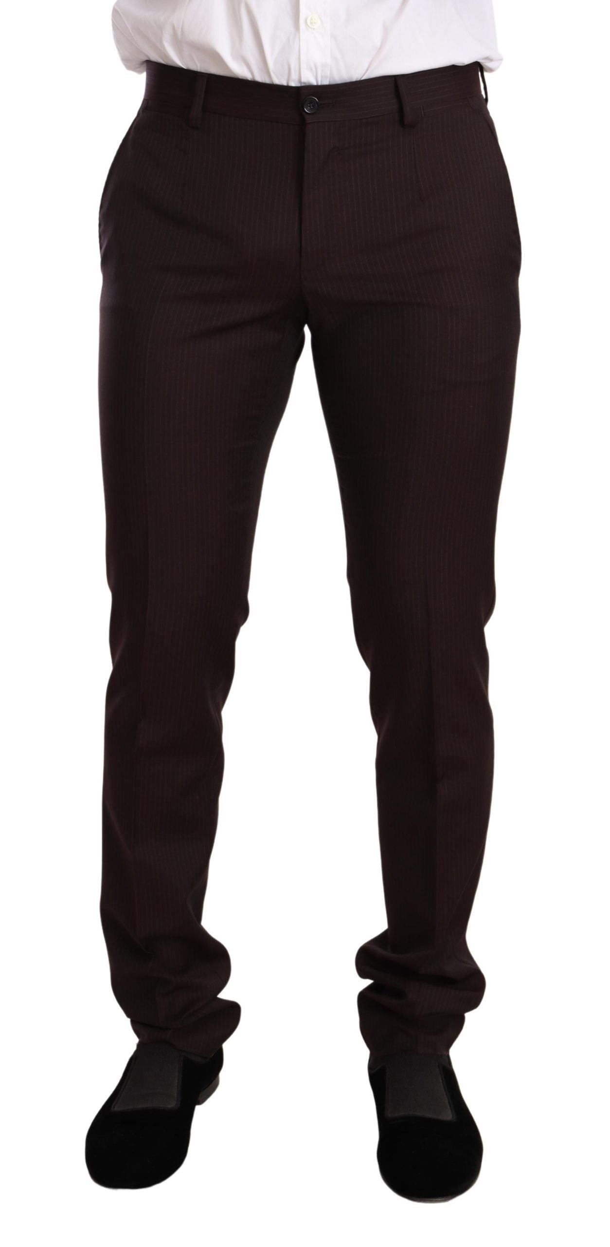 Costume pour homme Dolce & Gabbana en laine bordeaux, coupe slim fit Martini, élégant et sophistiqué.