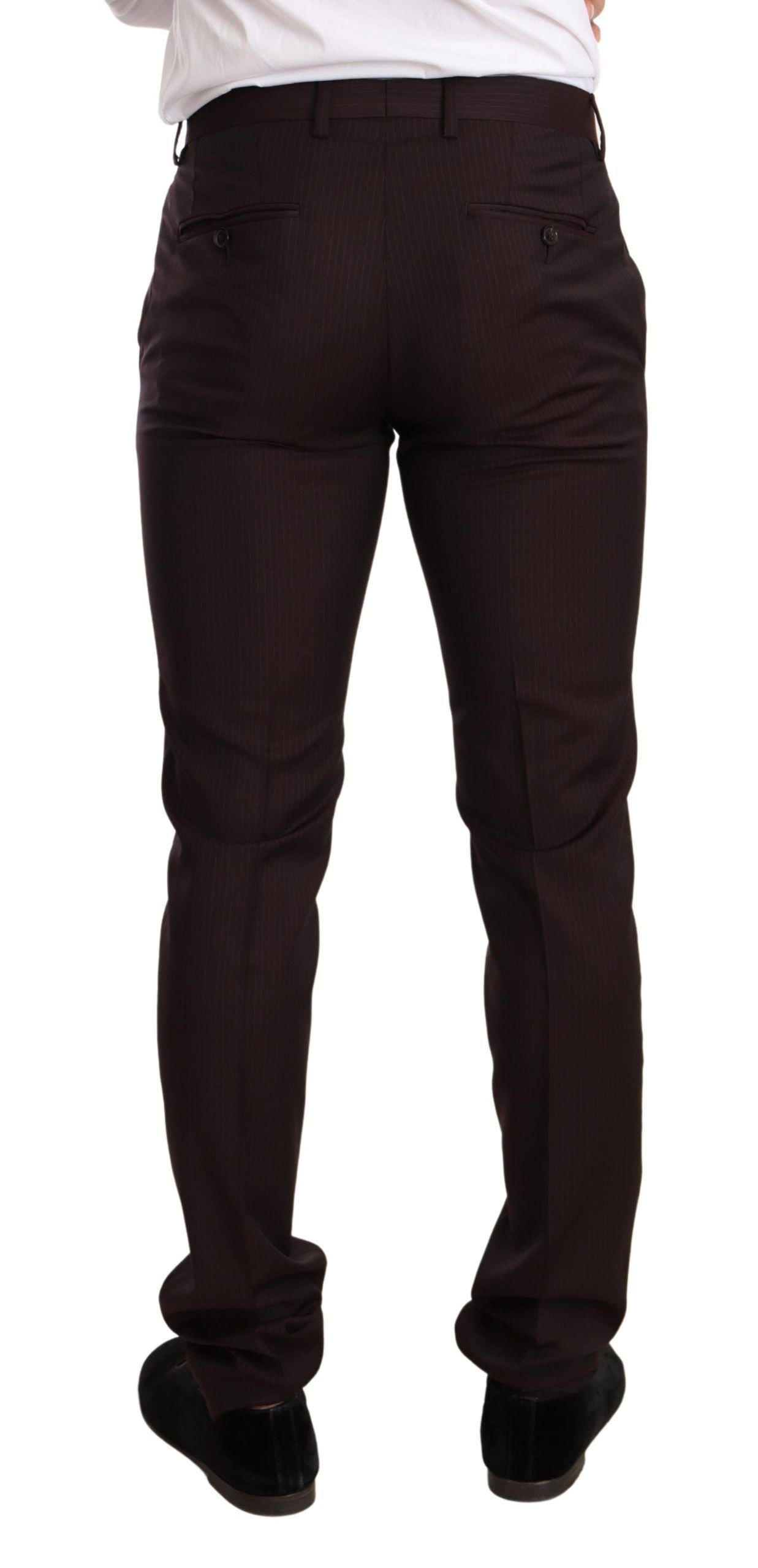 Costume slim fit en laine bordeaux Dolce & Gabbana Martini, veste et pantalon élégants pour homme.