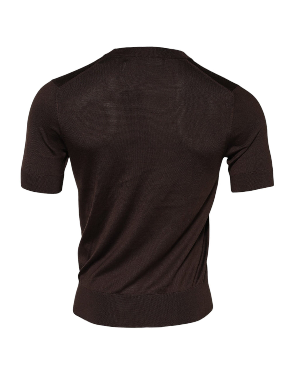 T-shirt en soie marron à manches courtes de Dolce & Gabbana, col rond, style élégant et confortable.