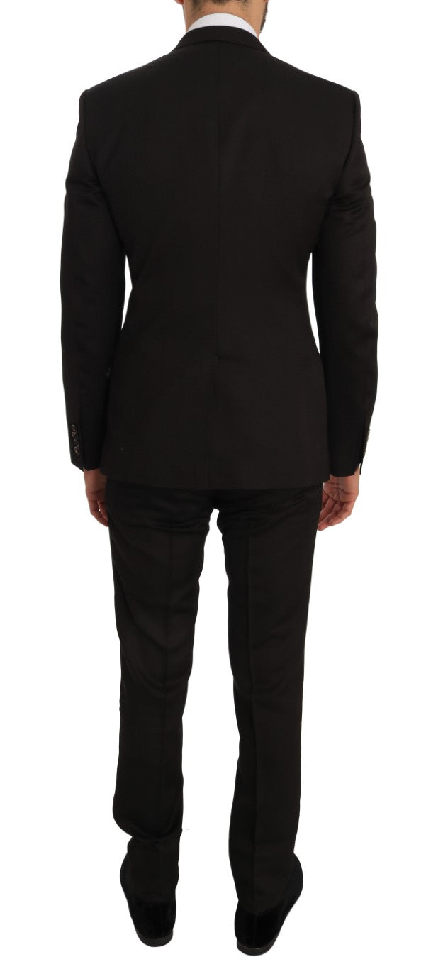 Veste Dolce & Gabbana en laine marron avec détails en cristal de style martini et motif abeille, coupe slim fit.