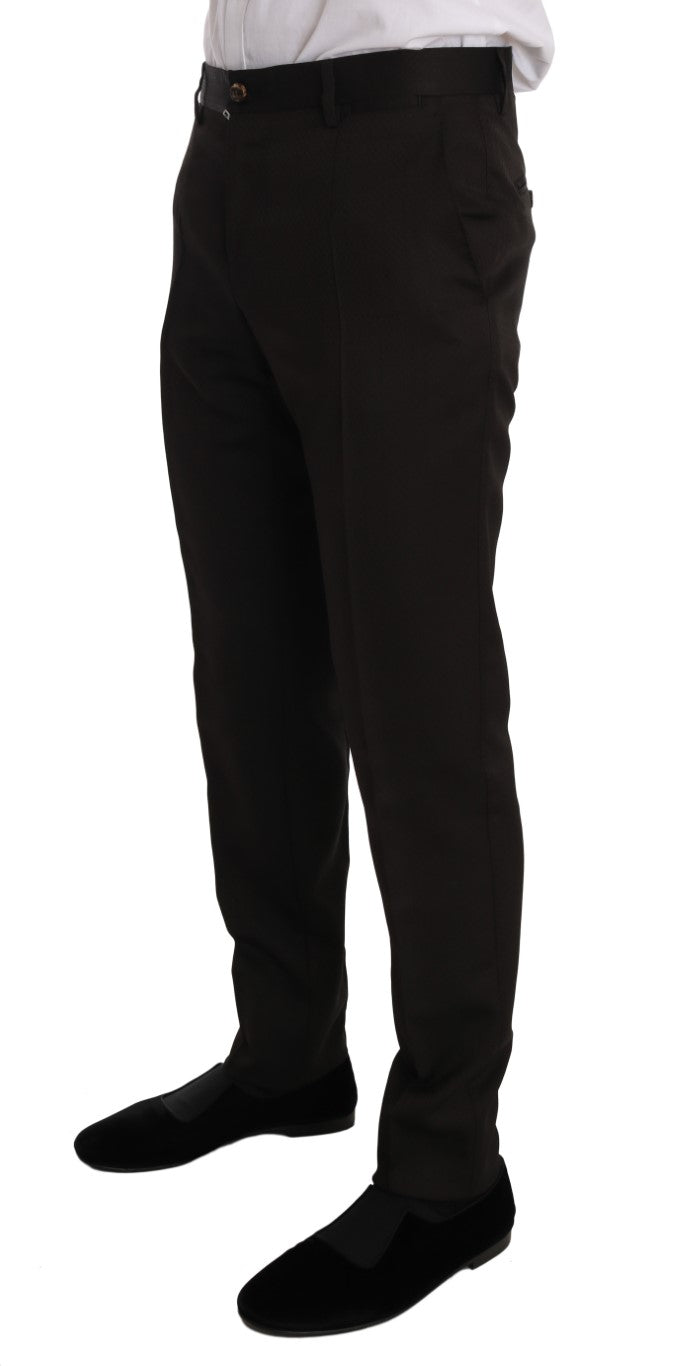 Costume Dolce & Gabbana en laine marron avec détails en cristal et motif abeille, coupe slim fit.