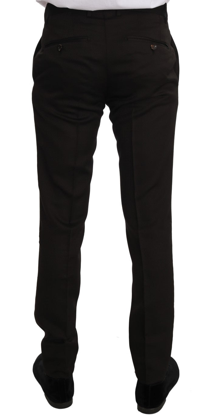 Veste Dolce & Gabbana en laine marron avec broderie abeille en cristal, coupe slim fit, style élégant et sophistiqué.